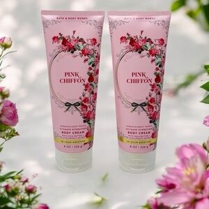 Bath & Body Works Pink Chiffon Floral Body Cream Set of 2pc New